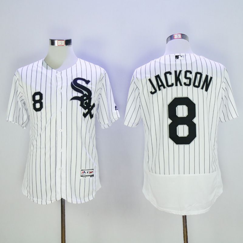 Men Chicago White Sox #8 Jackson White Throwback Elite MLB Jerseys